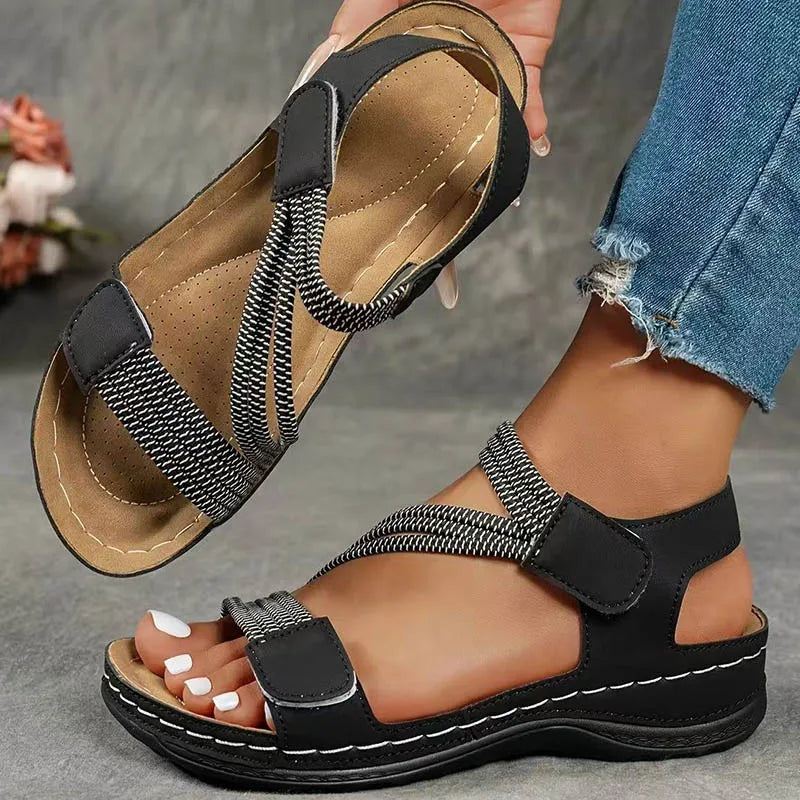 Women's Summer Wedge Sandals – Retro Open Toe Outdoor Footwear