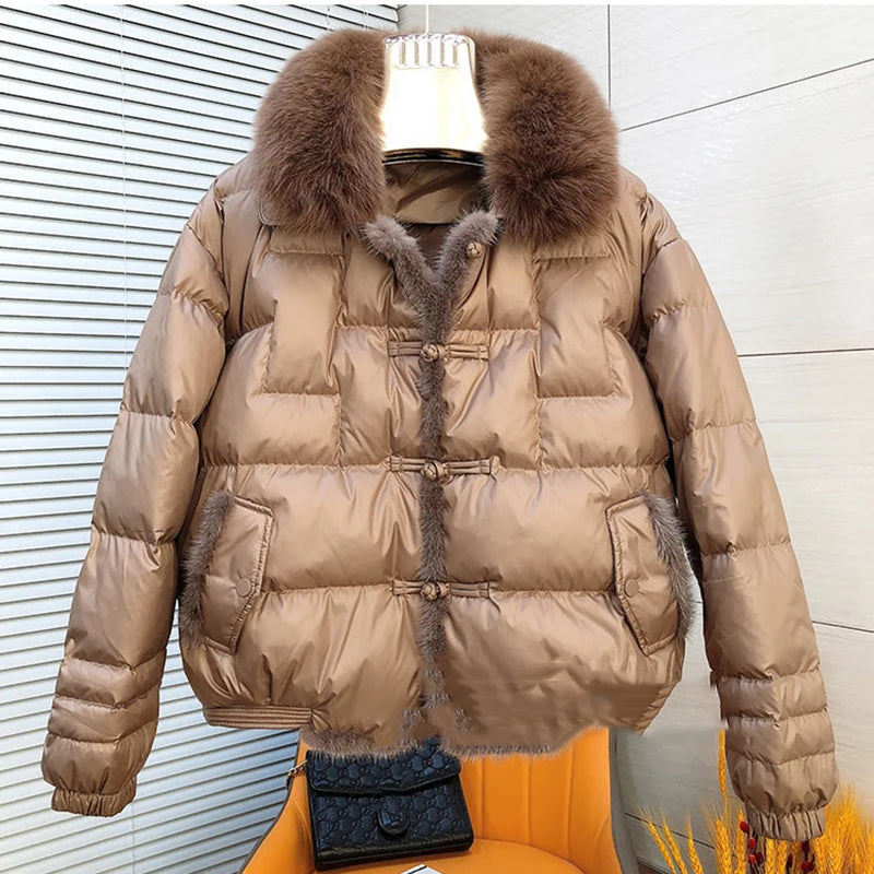 Winter Lightweight Fur Collar Short Down Jacket – Women