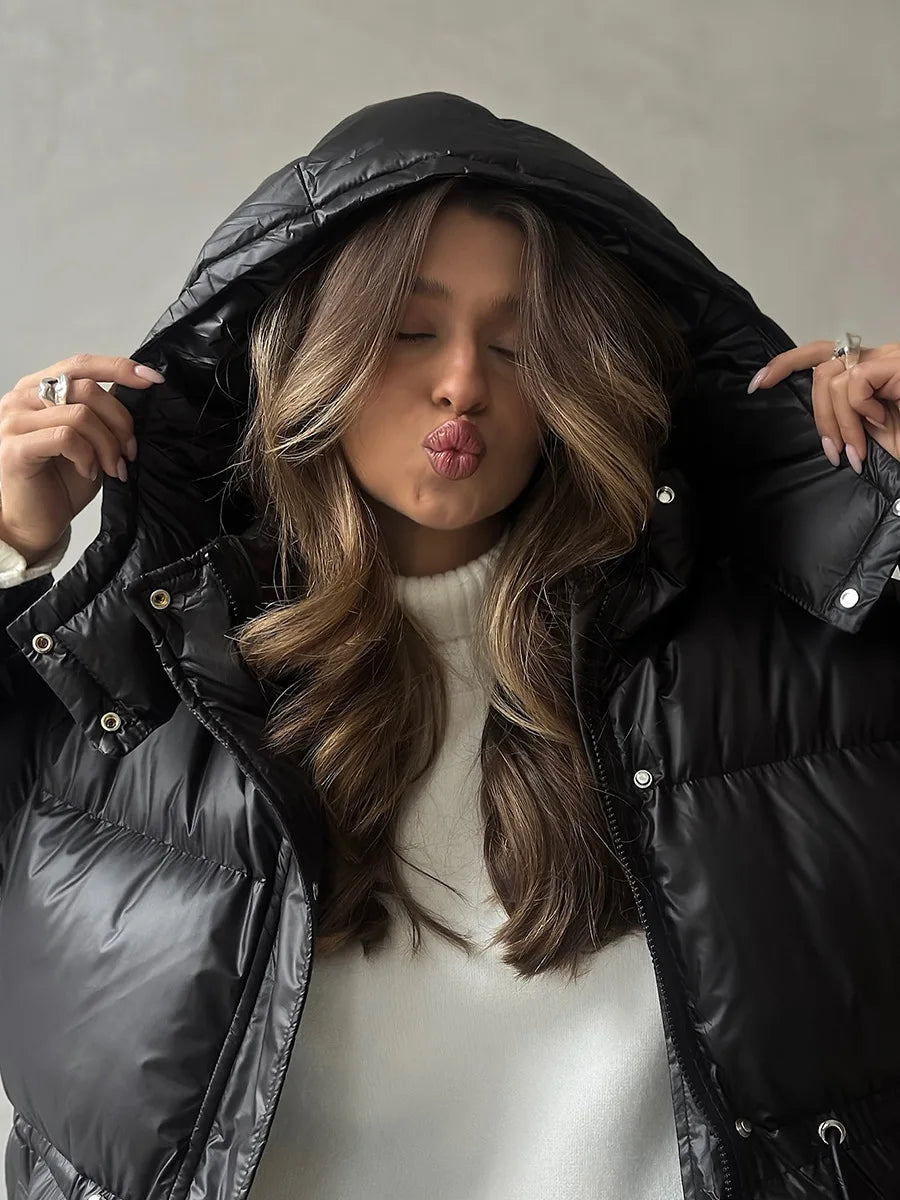 2025 New Fashion Warm Padded Jacket Women Winter Parkas Long Sleeve Hooded Bread Cotton Clothes Female Thick Jacket Outerwear