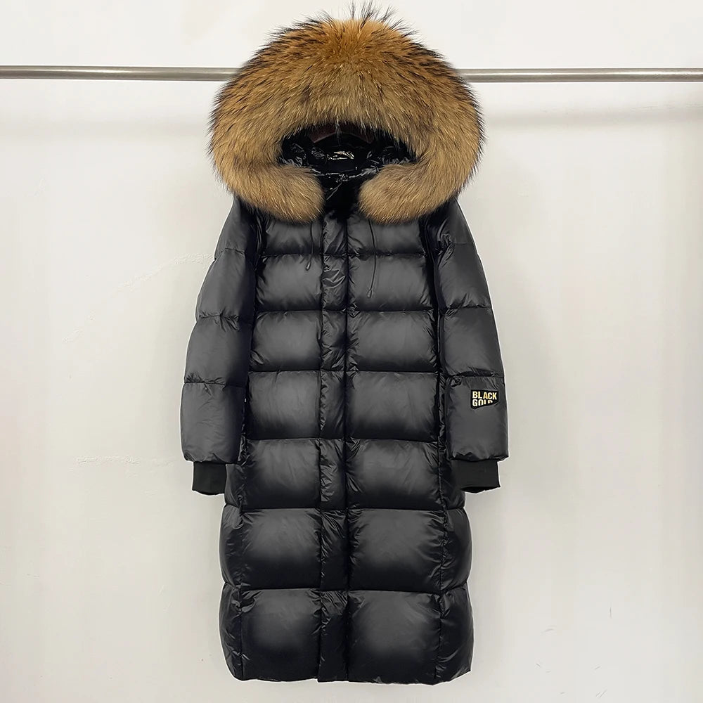 Reality Raccoon Fur Coat – New Winter Over The Knee Puffer Jacket for Women