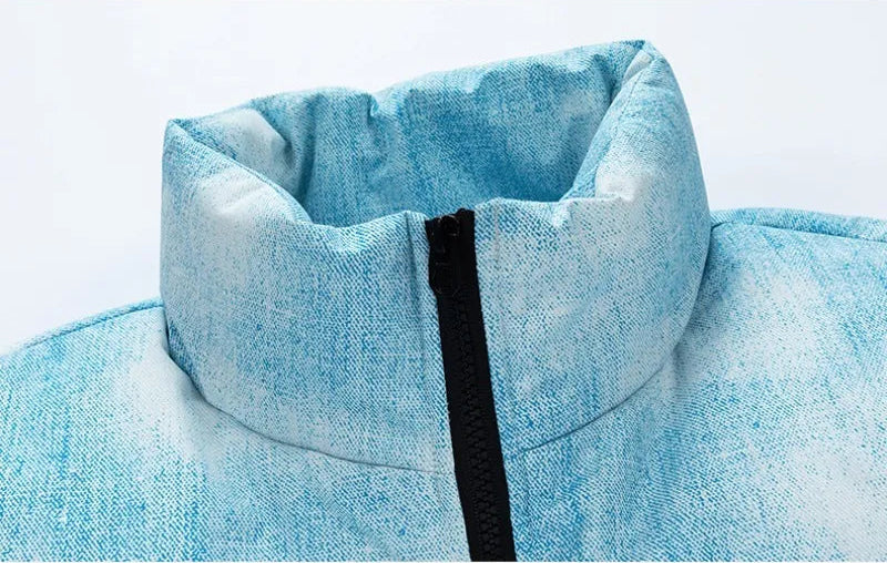 COMXZ Gradient Padded Jacket – Trendy Stand Collar Winter Coat for Men & Women