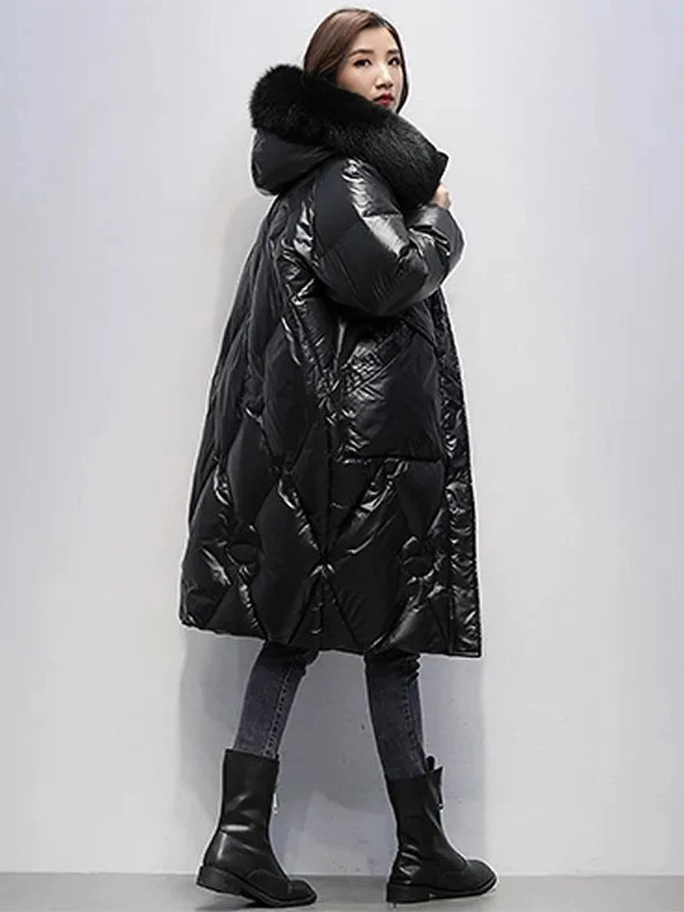 Women Loose Long Knee Padded Cotton Parka