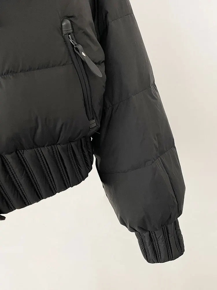 CXFS 2025 Winter Jacket Women Short Natural Real Raccoon Fox Fur Collar Hooded White Duck Down Coat Thick Warm Casual Outerwear