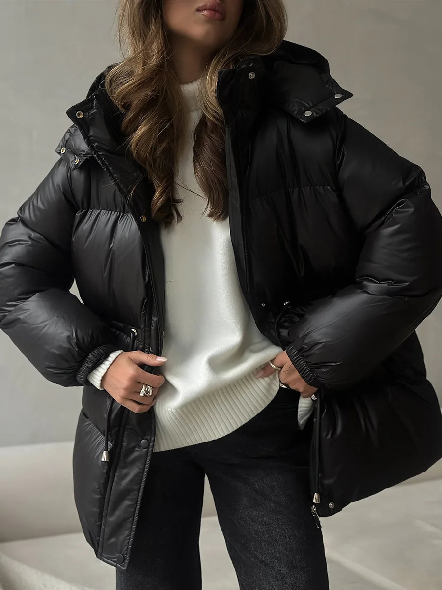 2025 New Fashion Warm Padded Jacket Women Winter Parkas Long Sleeve Hooded Bread Cotton Clothes Female Thick Jacket Outerwear