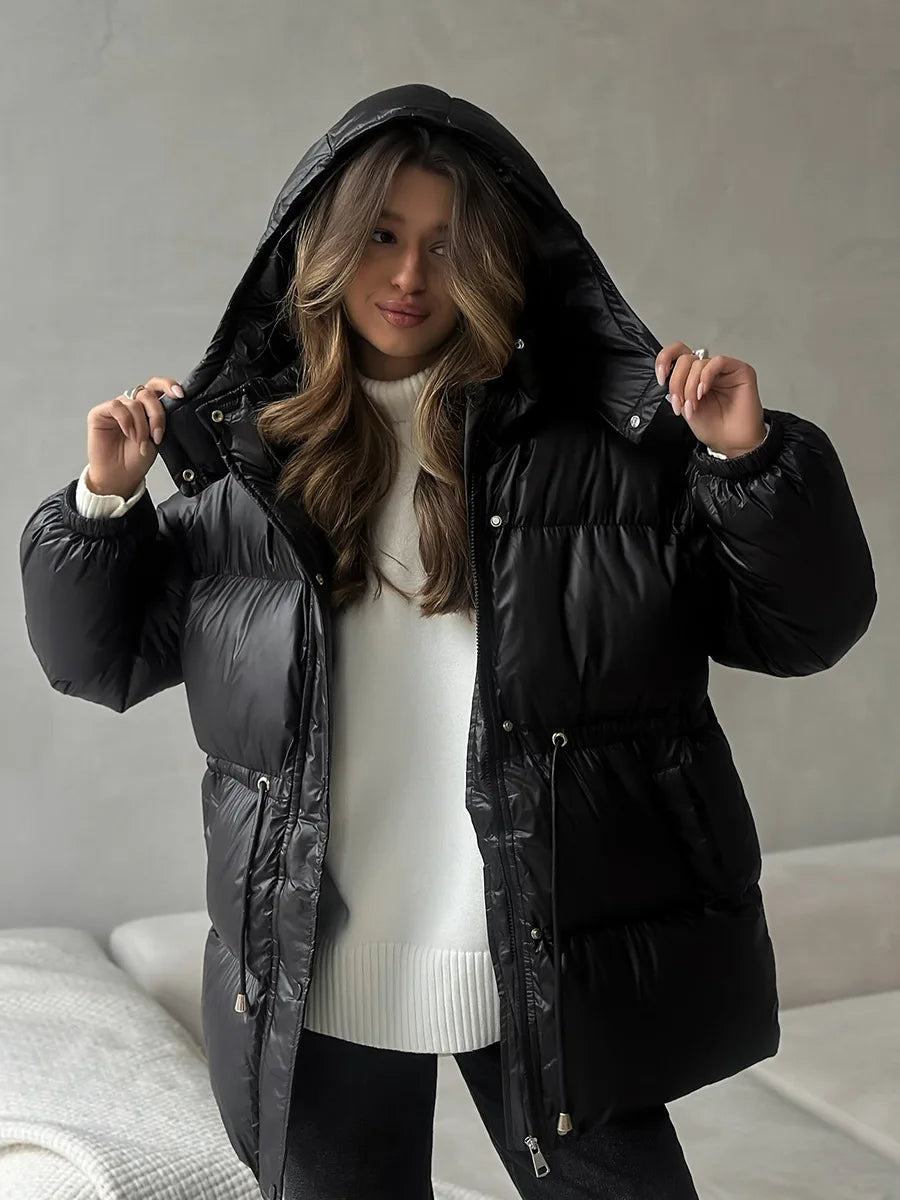 2025 New Fashion Warm Padded Jacket Women Winter Parkas Long Sleeve Hooded Bread Cotton Clothes Female Thick Jacket Outerwear
