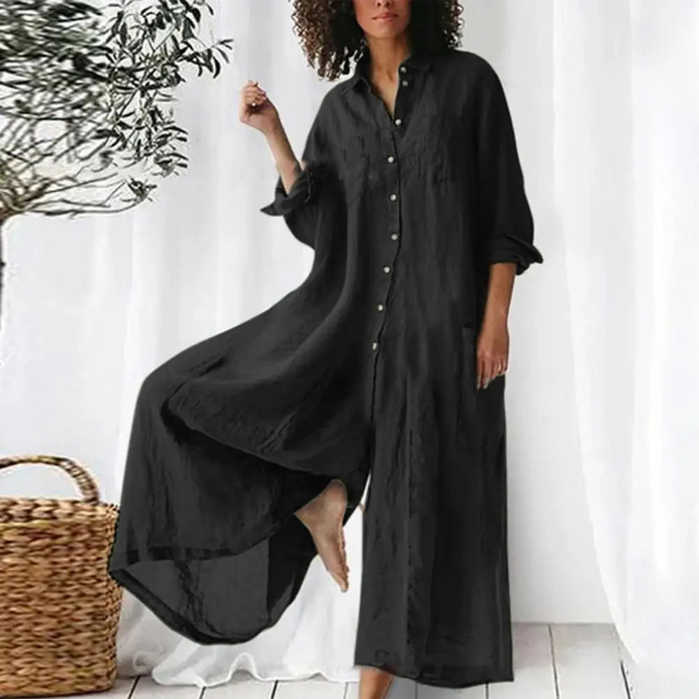 Women’s Cotton Linen Jumpsuit – Oversized Vintage Summer Playsuit