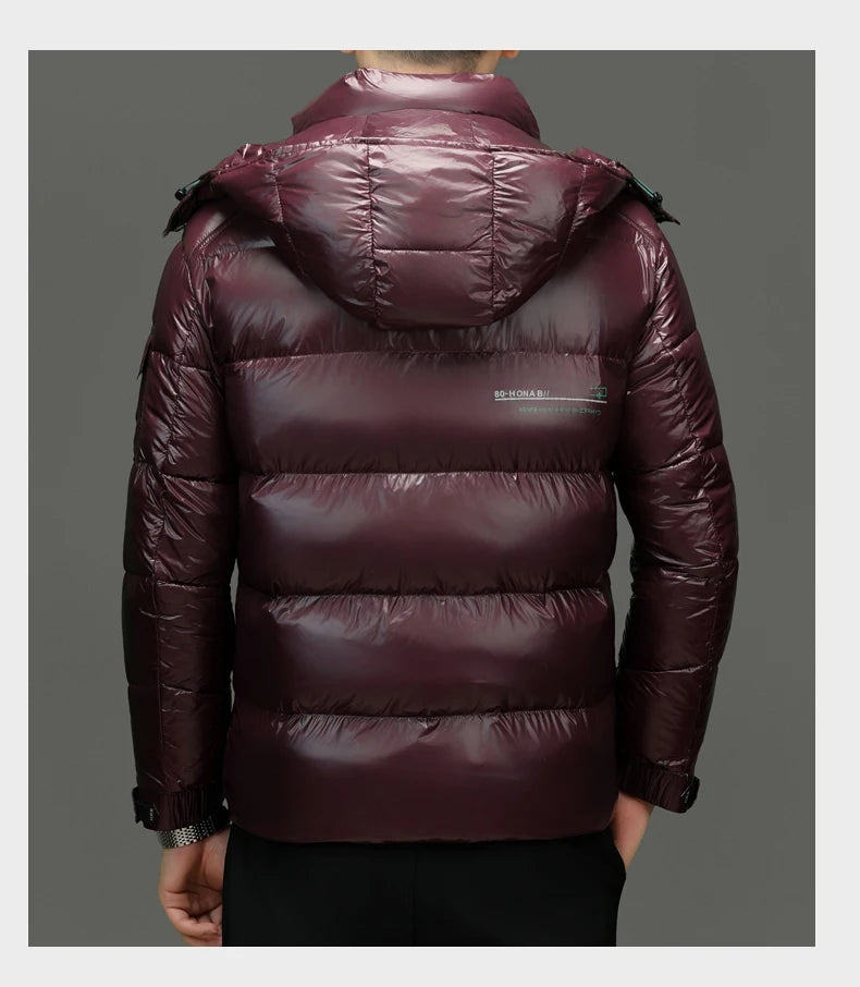 Winter Men’s Glossy Down Jacket – Lightweight Waterproof Short Parka