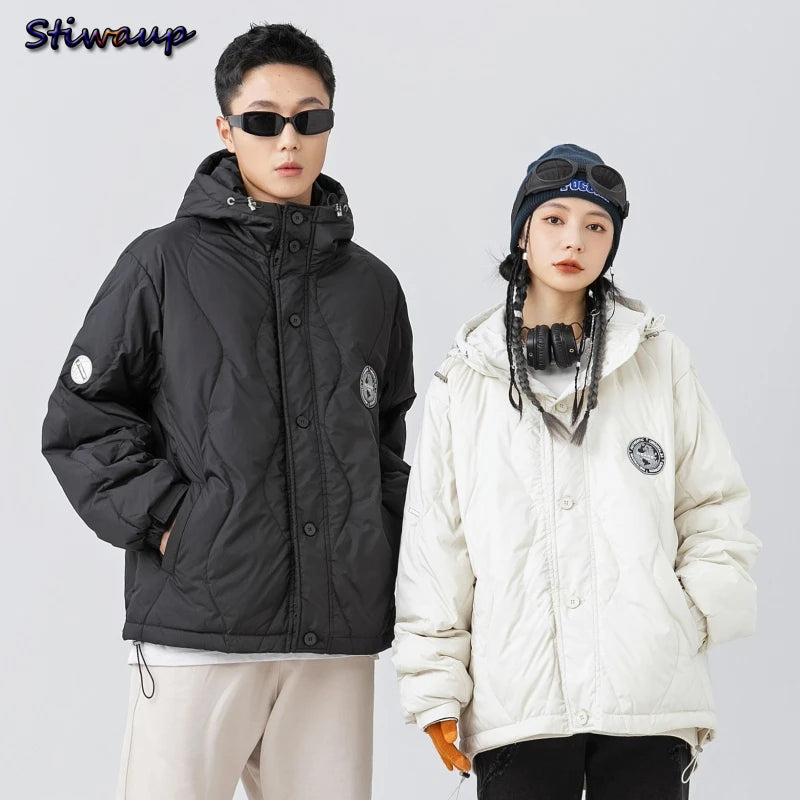 Down Jackets Unisex Winter Casual Jacket Coat Windproof Oversized Hip Hop Streetwear Black Waterproof Jackets