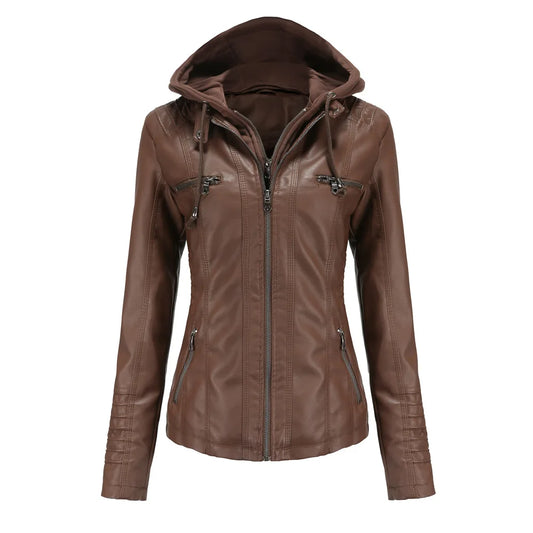 New Women Autumn Faux Leather Jackets Coats, Women Black PU Motorcycle Leather Clothes for Women Jacket Coat XS-7XL