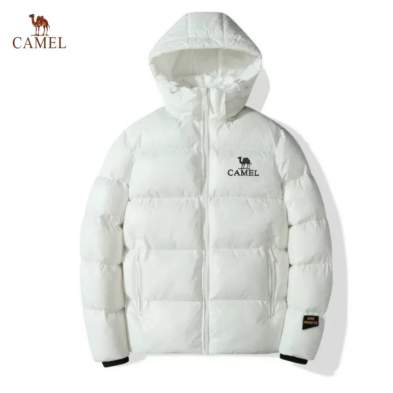 CAMEL autumn and winter men's hooded goose down jacket luxurious, fashionable, casual outdoor waterproof and warm down jacket