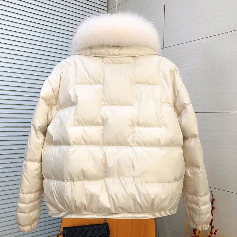 Winter Lightweight Fur Collar Short Down Jacket – Women