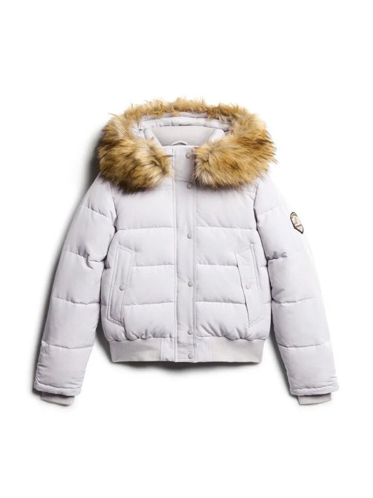 Women’s Cropped Puffer Jacket with Faux Fur Hood