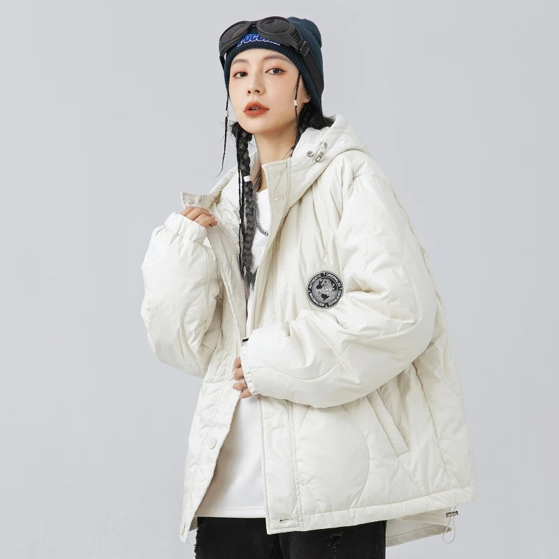 Down Jackets Unisex Winter Casual Jacket Coat Windproof Oversized Hip Hop Streetwear Black Waterproof Jackets